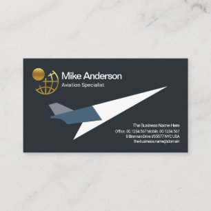 Minimalist Cool Jet Aeroplane Aviation Pilot Business Card