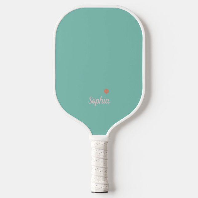 Minimalist Cool Teal and White Modern Monogram  Pickleball Paddle (Front)