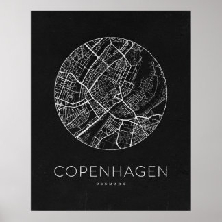 Minimalist Copenhagen City Map Poster