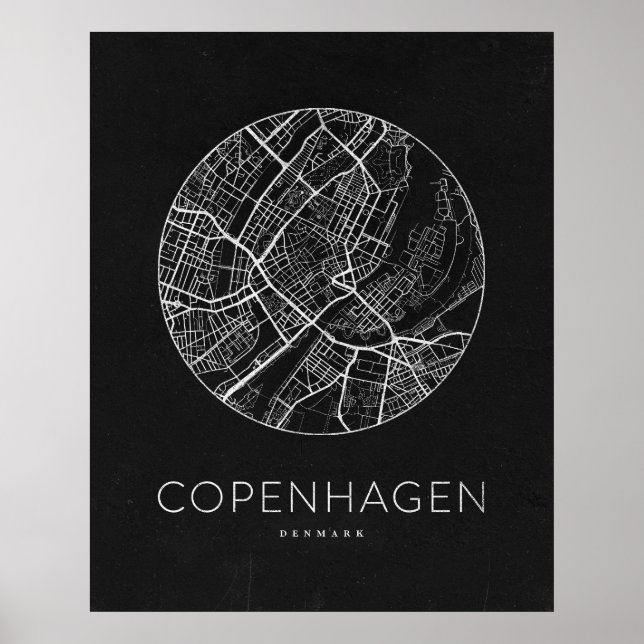 Minimalist Copenhagen City Map Poster (Front)