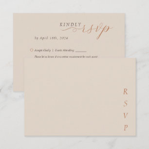 Minimalist Copper Desert Cocoa Script Wedding RSVP Card