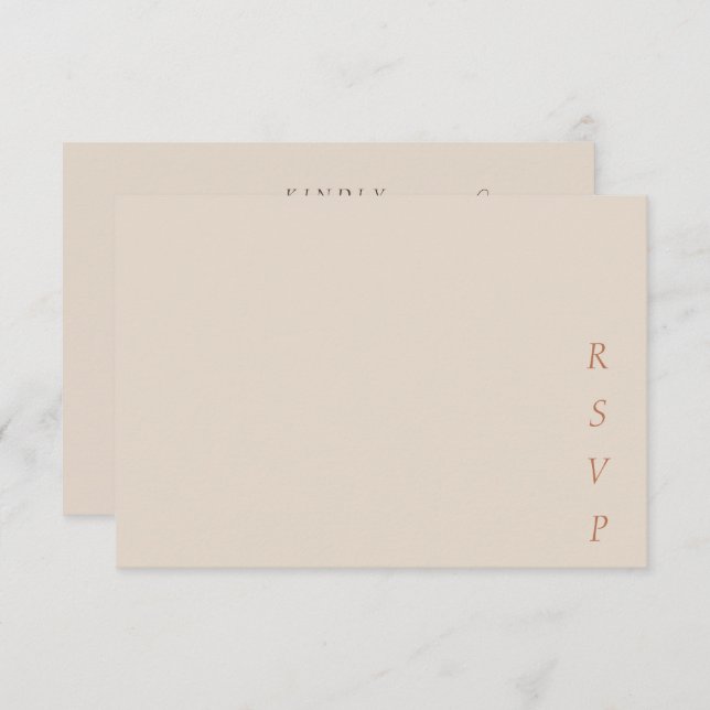 Minimalist Copper Desert Cocoa Script Wedding RSVP Card (Front/Back)