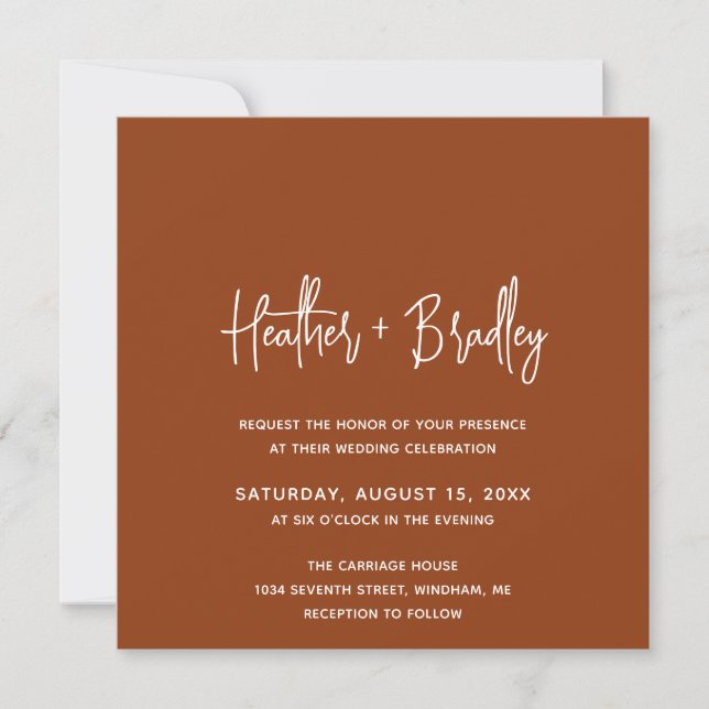Minimalist Copper Modern Wedding Invitation (Front)