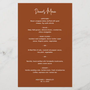 Minimalist Copper Modern Wedding Menu