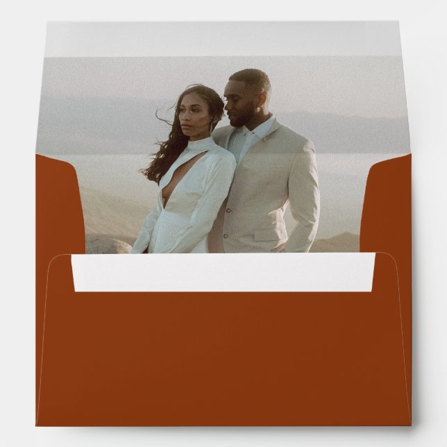 Minimalist Copper Photo Modern Wedding Envelope (Back (Bottom))
