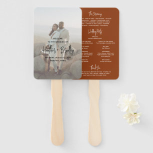 Minimalist Copper Photo Modern Wedding Program Hand Fan