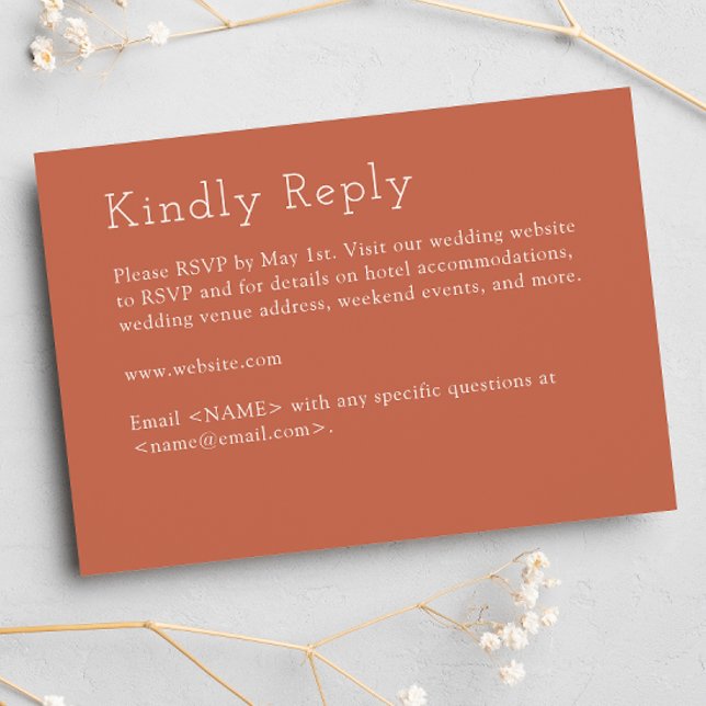 Minimalist Copper Red Wedding RSVP Card (Creator Uploaded)