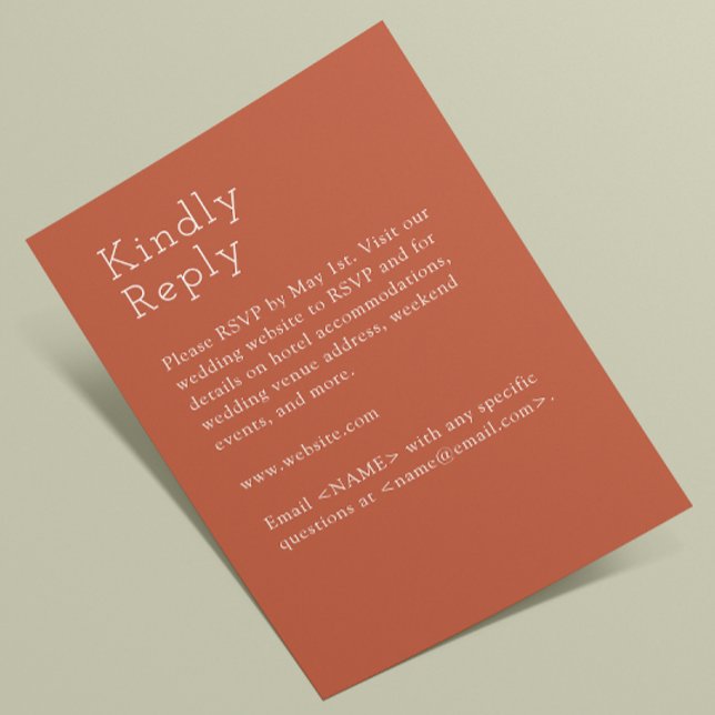 Minimalist Copper Red Wedding RSVP Card (Creator Uploaded)