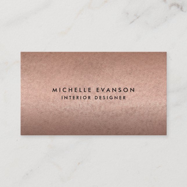Minimalist Copper Rose Gold Look Professional Business Card (Front)