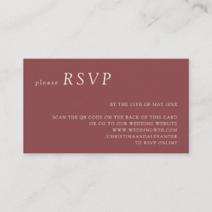 Minimalist Copper Rust Wedding QR Code RSVP Enclosure Card