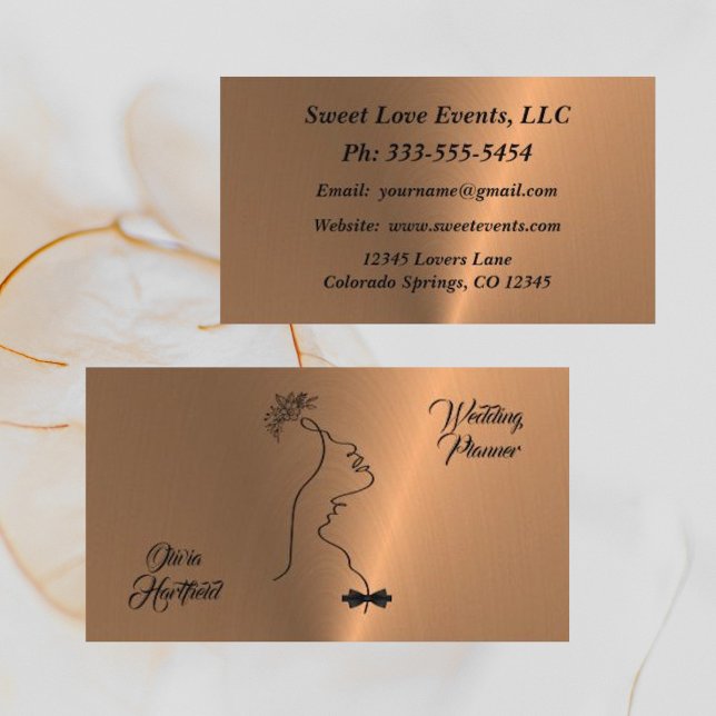 Minimalist Copper Wedding Planner Business Card (Creator Uploaded)