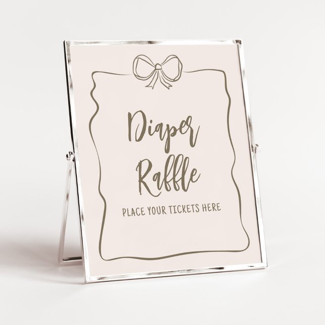 Minimalist Coquette Baby Shower Diaper Raffle Poster (Minimalist Coquette Baby Shower Diaper Raffle Sign)