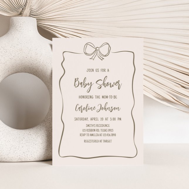 Minimalist Coquette Baby Shower Invitation (Neutral Coquette Baby Shower Invitation)