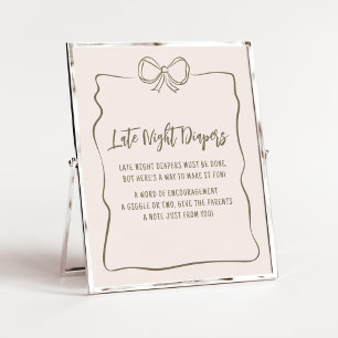 Minimalist Coquette Baby Shower Late Night Diapers Poster