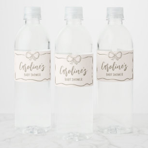 Minimalist Coquette Baby Shower Water Bottle Label