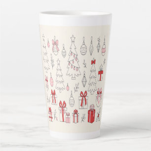 Minimalist Coquette Bow Christmas Tree Wrap Latte Mug