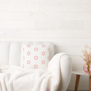 Minimalist Coral and White Daisies Cushion