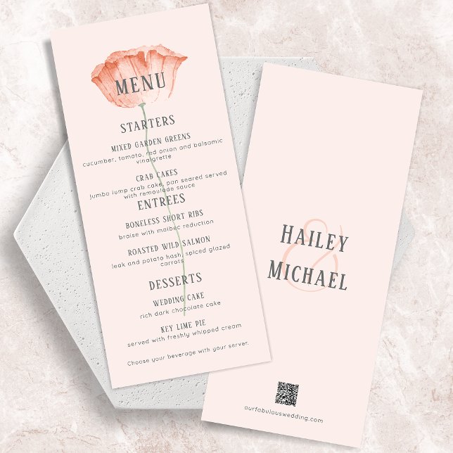 Minimalist Coral Flower Two Entree Menu (Creator Uploaded)