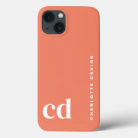 Minimalist Coral Peach Monogram
