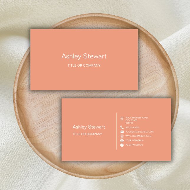 Minimalist Coral Peach Social media Modern Trendy Business Card (Creator Uploaded)