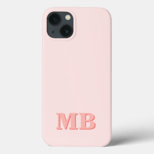 Minimalist Coral Pink Modern Initial Monogram iPhone 13 Case