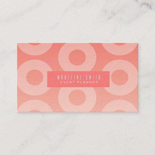 Minimalist Coral Spiral Rings Abstract Circular Business Card (Front)