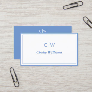 Minimalist cornflower blue, 2 Borders Business Card