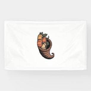 Minimalist Cornucopia Thanksgiving Design Classic Banner