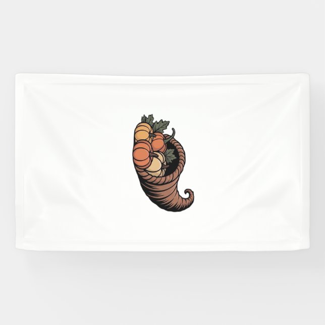 Minimalist Cornucopia Thanksgiving Design Classic  Banner (Horizontal)