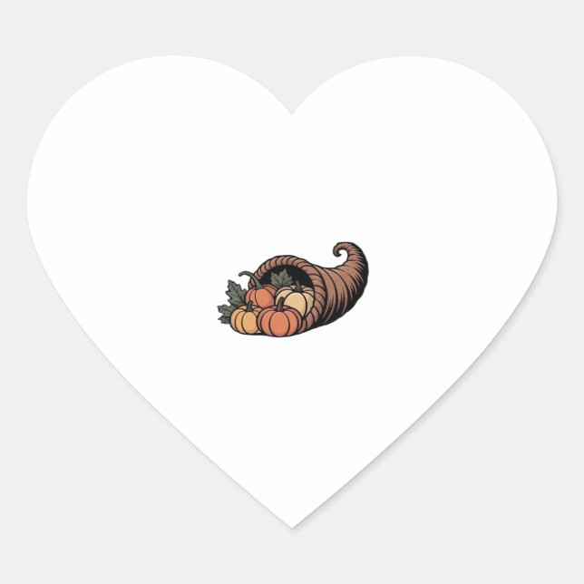 Minimalist Cornucopia Thanksgiving Design Classic  Heart Sticker (Front)
