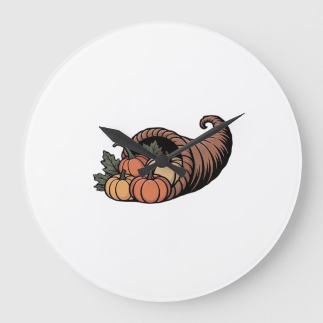 Minimalist Cornucopia Thanksgiving Design Classic  Large Clock (Front)