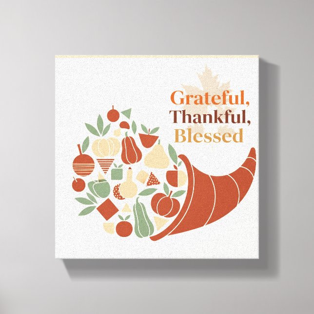 Minimalist Cornucopia Wall Art – Boho Thanksgiving (Front)