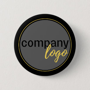 MINIMALIST CORPORATE BUSINESS COMPANY LOGO BLACK 6 CM ROUND BADGE