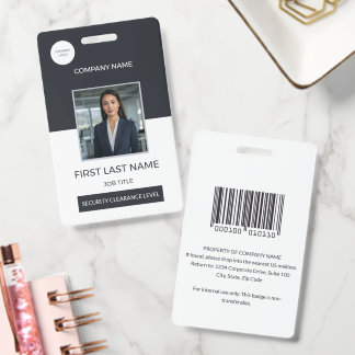 Minimalist Corporate Employee Photo ID Security Badge