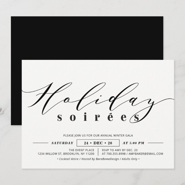 Minimalist Corporate Holiday Soiree, Holiday Party Invitation (Front/Back)