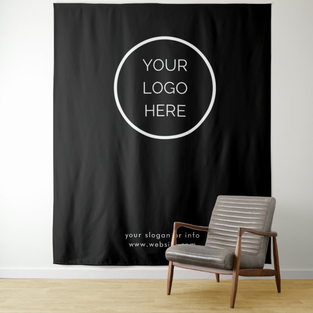Minimalist Corporate Wall Tapestry with Logo (In Situ)