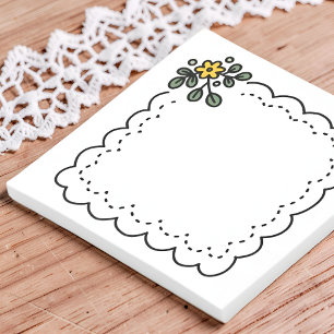 Minimalist Cottagecore Scalloped Floral Border Post-it Notes