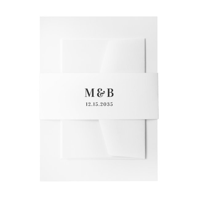 Minimalist Couple Initials Typography Wedding Invitation Belly Band (Front Example)