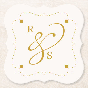Minimalist Couple Monogram Paper Coaster