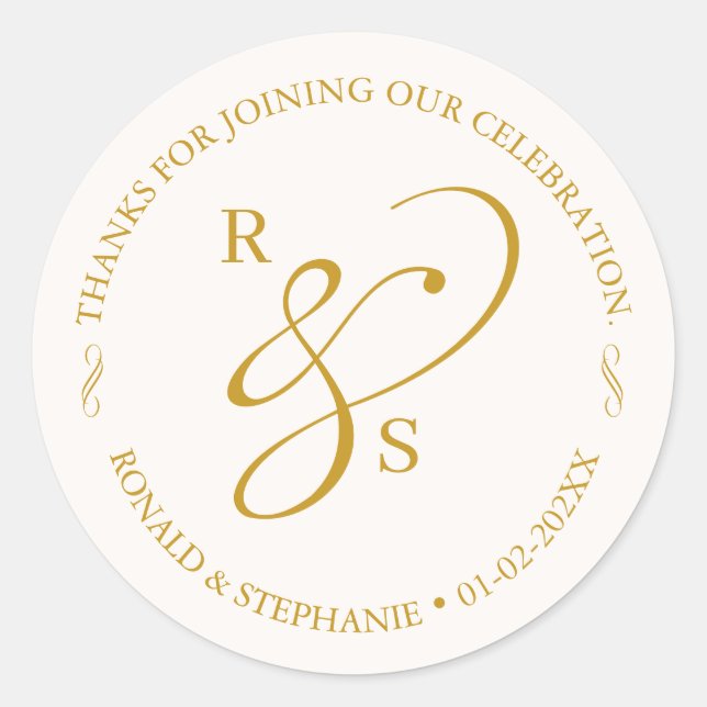 Minimalist Couple Monogram Return Address Label (Front)