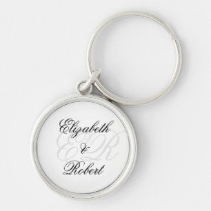 Minimalist Couple Name and Initials Key Ring