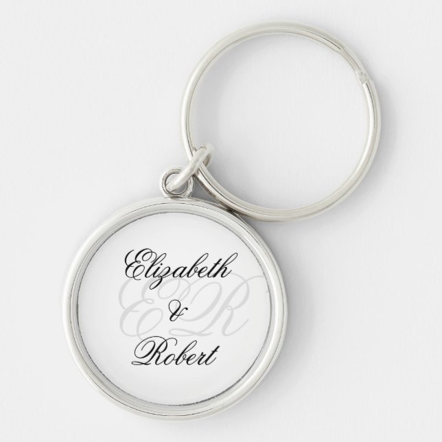 Minimalist Couple Name and Initials Key Ring (Front)