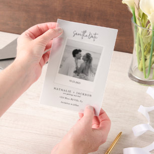 Minimalist Couple Photo Card Wedding Save the Date Vellum Invitations