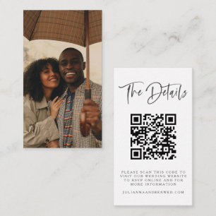 Minimalist Couple Photo Website QR Code Wedding Enclosure Card