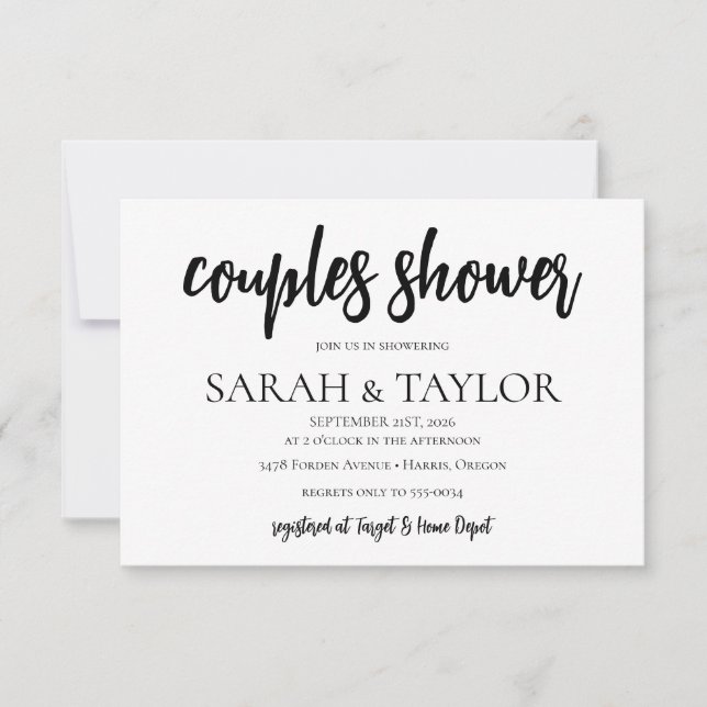 Minimalist Couples Bridal Shower Invitation (Front)