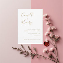 Minimalist Couple's Name Gold & White Wedding