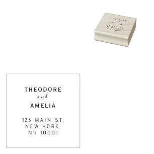 Minimalist Couples Names Wedding Return Address Rubber Stamp