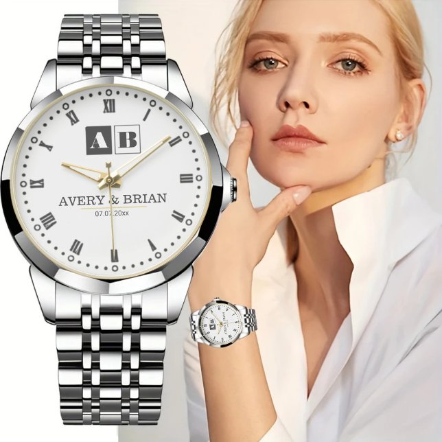 Minimalist Couples’ Personalized  Names Initials  Watch (Creator Uploaded)