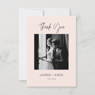 Minimalist Couple's photo wedding Thank You Card