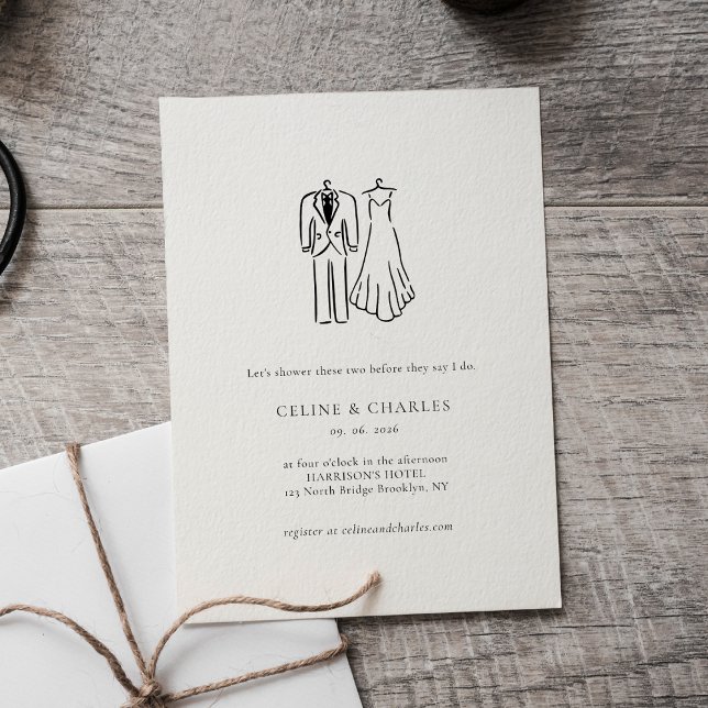 Minimalist Couples Shower Bride & Groom Line Art Invitation (Creator Uploaded)